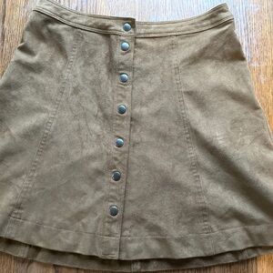 Abercrombie & Fitch Tan Faux Suede Button-Front A-Line Mini Skirt